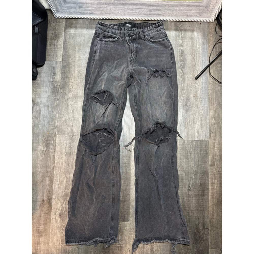 Women's‎ Mica Denim Black Distressed Flare Jeans Size 26